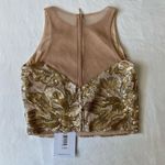 Belle Badgley Mischka Blush Gold Sequin Floral Top Photo 2
