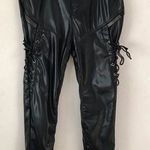 Unbranded black faux leather lace up Moto pants 36* Black Size undefined Photo 0