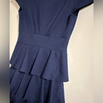 Amanda Uprichard  Navy ruffle spring zip back tiered dress spring mini Photo 4