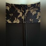 Windsor  Black & Tan Maxi Floral Lace Sheer Draped Split On Side Dress Sz… Photo 8