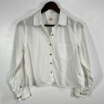 Marine layer  White Cotton‎ Dobby Button Down Blouse Womens Small Textured  Shirt Photo 2