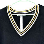 Hilary Radley  for Katherine Barclay size‎ Medium Black V-neck sweater white gold Photo 2