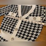 Houndstooth Pattern Contrast Trim Sweater Dress Photo 7