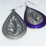 Source Unknown Retro Chic Purple Silver Tone 2 Inch Dangle/Drop Hook Earrings Photo 1