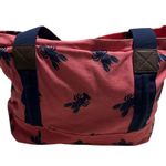 Sloane Ranger Canvas Zipper Tote Bag Lobster Travel Pink Navy Blue Vacay Coastal Photo 1