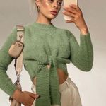 Princess Polly Green Winslow Fuzzy Soft Tie Front Jumper Sweater XS Small Photo 0