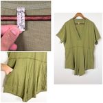 Free People Intimately FP Olive Green Deep V Slouchy Romper S Short Pockets Photo 3