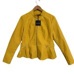 Baccini NWT  Faux Leather Moto Jacket – Women’s Size Large – Mustard Yellow Photo 0