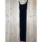 Lulus NWT  Amazing Presence Black Mesh Ruched Column Maxi Dress Gala Banquet Sz M Photo 5