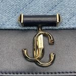 Jimmy Choo Blue Denim Curve Clutch w/ Chain Shoulder Strap - NWT Photo 6