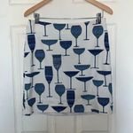 Talbots  Martini Wine Glass Skirt White Blue Size 6 Photo 0
