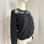 Black women’s lace cropped crewneck cardigan size small Photo 5