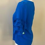 CeCe Women’s Chiffon Tiered Blouse Ruffle Bell Sleeves Deep Cosmic Blue Size XS Photo 3