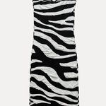 ZARA  Black White Zebra Print Dress midi fitted bodycon casual summer vacation Photo 5