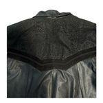 Vintage genuine leather small oversized Jacket with suede paisley‎ design Black Photo 12