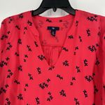 Gap  Womens Red Butterfly Print Popover Top Long Sleeve V Neck Boho Size L Photo 1