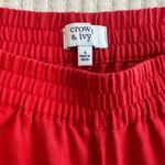 Crown & Ivy Red Linen Elastic Waist Pants with Tassel Ankles Photo 1