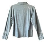 Denim Chambray embroidered Snowflake and rhinestones snap front shirt. Size L Photo 1