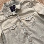 American Eagle  Vintage Denim Long Sleeve Button Down Shirt Oxford Light Wash EUC Photo 2