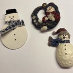 Lot Of 3 Snowmen Christmas Holiday Brooch Pins Photo 0