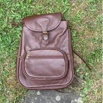 Amerti Leather Backpack Brown Drawstring‎ Flap Buckle APC Zipper Small Purse Photo 0