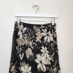 Vintage Y2K New York & Company Black Cream Floral Ruffle Bias Cut Midi Skirt 2 Photo 1