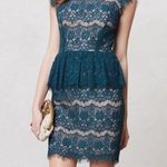 Maeve  Elsa Teal Cream Lace Peplum Women’s Dress Sz M Photo 0