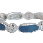 Sterling Silver 925  Blue Enamel Stack Ring Sz 4.25 Photo 1