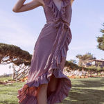 MISA Los Angeles  Eve Striped Velvet Wrap Maxi Dress Photo 0