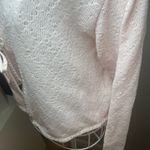 Laura Ashley  Pink Pointelle Coquette Tie Front Ruffle Cardigan Sz L Cottagecore Photo 1