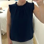 J.Crew  Sleeveless Navy Ruffle Neck Blouse Photo 0