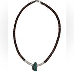 Authentic Southwestern Vintage Heishi Discs Beads & Turquoise Stone Necklace Brown Photo 0