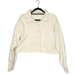 Good American Crop Sweater Button Down Women's Cream Size Large Photo 0