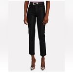 frame denim FRAME Women's Le Sylvie Coated Straight-Leg Jeans Black Noir Photo 2
