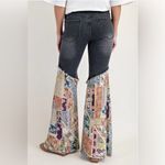 70’s Womens Mid Rise Jeans Patchwork Bell Bottom Pants Washed Denim Size S New Black Photo 15