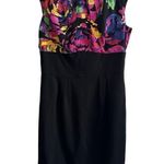 Trina Turk Black Multicolor Floral Print Cap Sleeve Silk Sheath Dress Size 8 Photo 0
