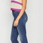 BCBGeneration BCBG Pink Multi High Neck Halter Stripe Knit Sweater Tank Photo 3