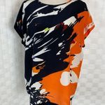 Lafayette 148 New York Black Geometric short sleeve silk blouse Photo 0