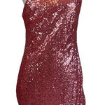 AQUA  Sequined One Shoulder Mini Sheath Sparkly Pink Cocktail Party Dress Size 12 Photo 0