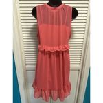 Motherhood Maternity Coral Chiffon Ruffle Lace Tassel Lined Medium Sleeveless Photo 5