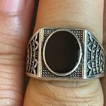 Cute black obsidian S925 silver ring size 7 Photo 8