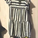 Geo print, ruffle hemed smock dress Black Photo 0