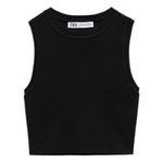 ZARA Womens Size Medium Black Crop Top Photo 0