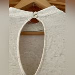 American Eagle  Linen Blend Cottage Core Cream Crochet Overlay Keyhole Back Top Photo 2