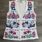 Jantzen Vtg  Grandma Sweater Vest Hand Embroidered Floral Cottagecore Granny Med Photo 6