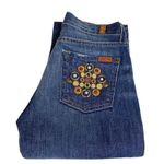 7 For All Mankind new ® ☯︎︎ Gold Medallion Embroidered Bootcut Jeans ☯︎︎ NY Dark Photo 9