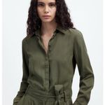 Madewell $178 Relaxed Tie-Waist Wide Leg Jumpsuit Dark Loden Green Size 4 NU513 Photo 3