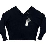 BCBG MAXAZRIA Batwing V-neck Sweater Black metallic Knit Size S NEW Photo 1