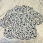 Loft ‎ Womens Blouse Long Sleeve Floral High Neck Medium Petite Photo 1