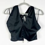 NEW Abercrombie & Fitch Satin Halter Neck Smocked Back Cropped Tank Top Black S Photo 0